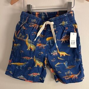 GAP Blue and Yellow Dinosaur Print Shorts with Elastic Waistband